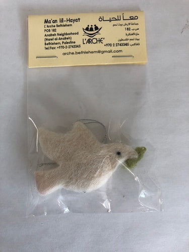 Dove Ornament - Hand Felted L'Arche Bethlehem